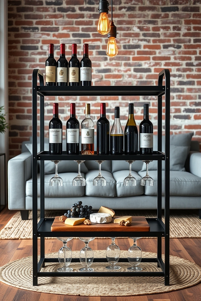 industrial metal wine display