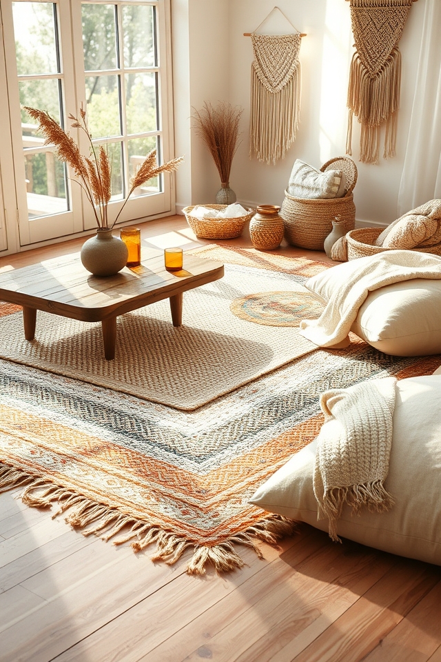 layer woven rugs textures