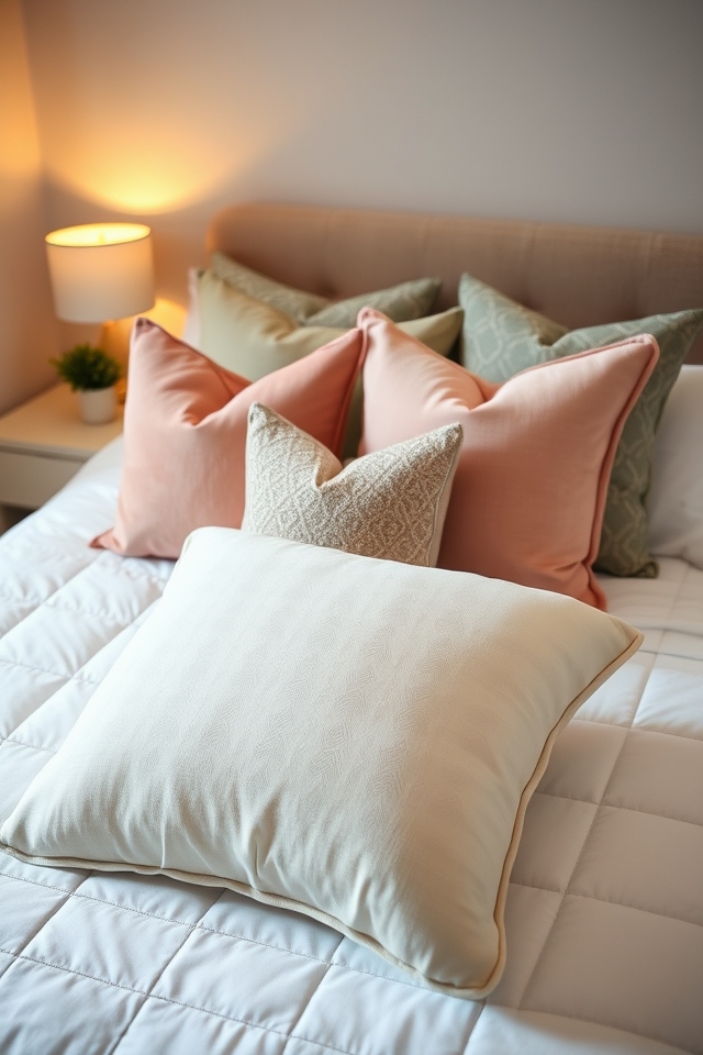 layered decorative pillow styling