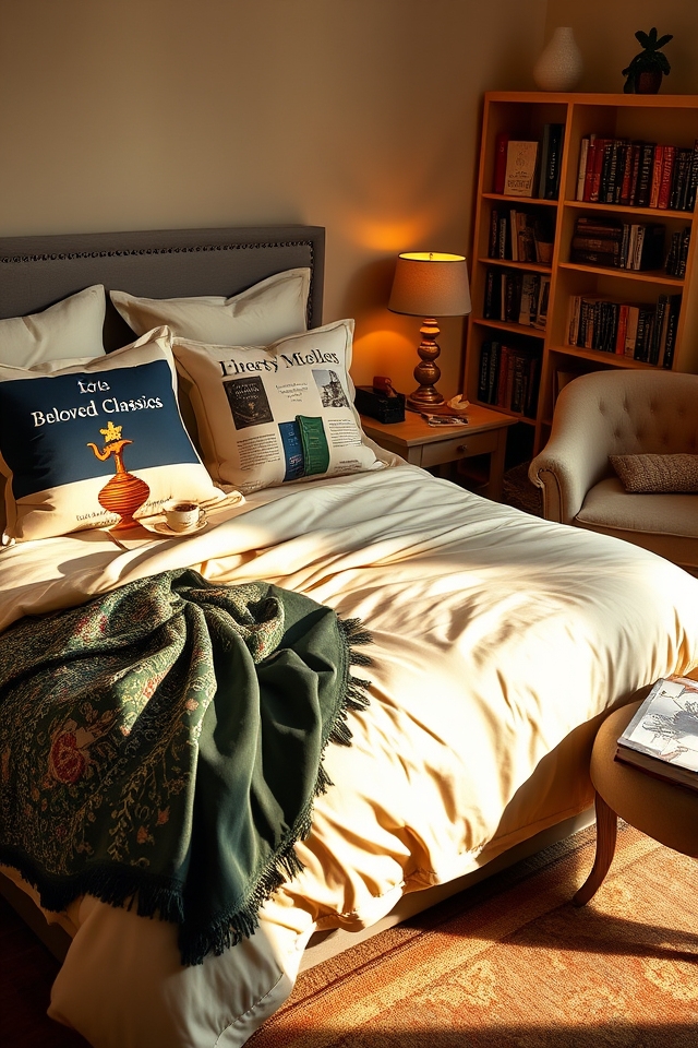 literary themed bedding selection