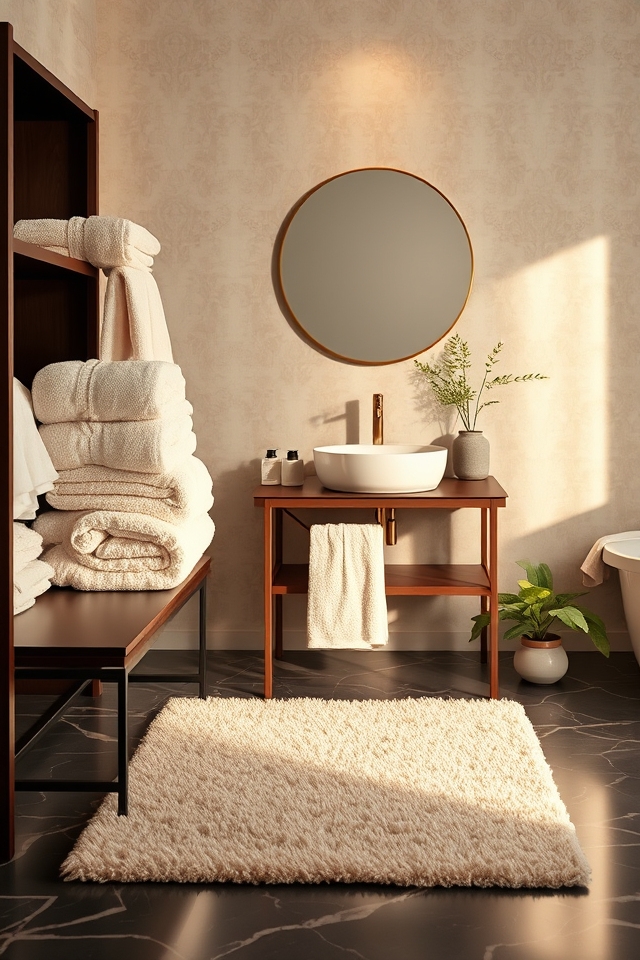 luxurious towels and rugs