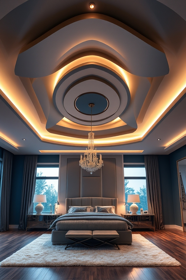 luxury multi tiered bedroom ceilings
