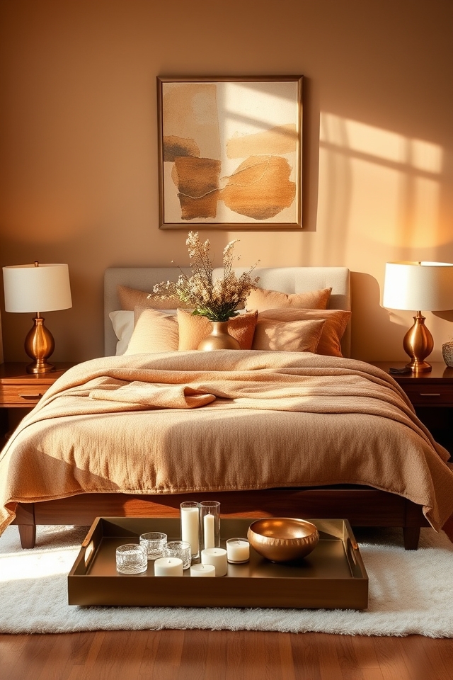 metallic accents enhance coziness