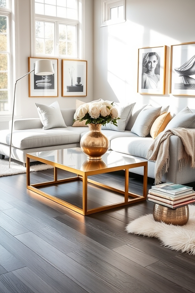 metallic accents enhance grey