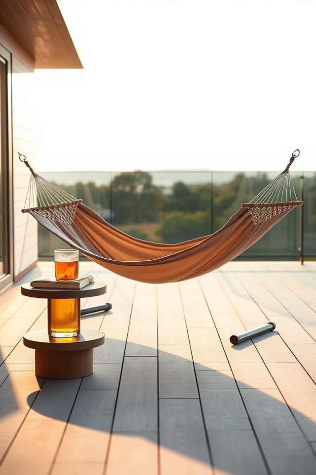 minimalist deck hammock lounge