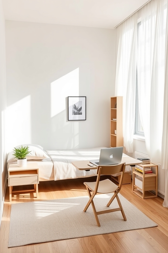 minimalist student living space