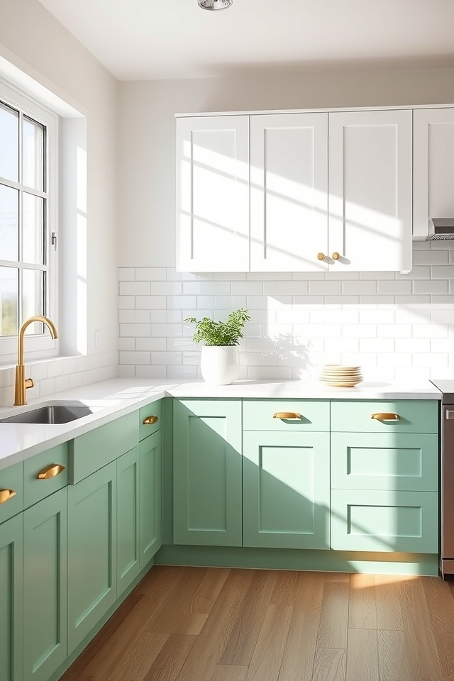 mint chip green cabinets