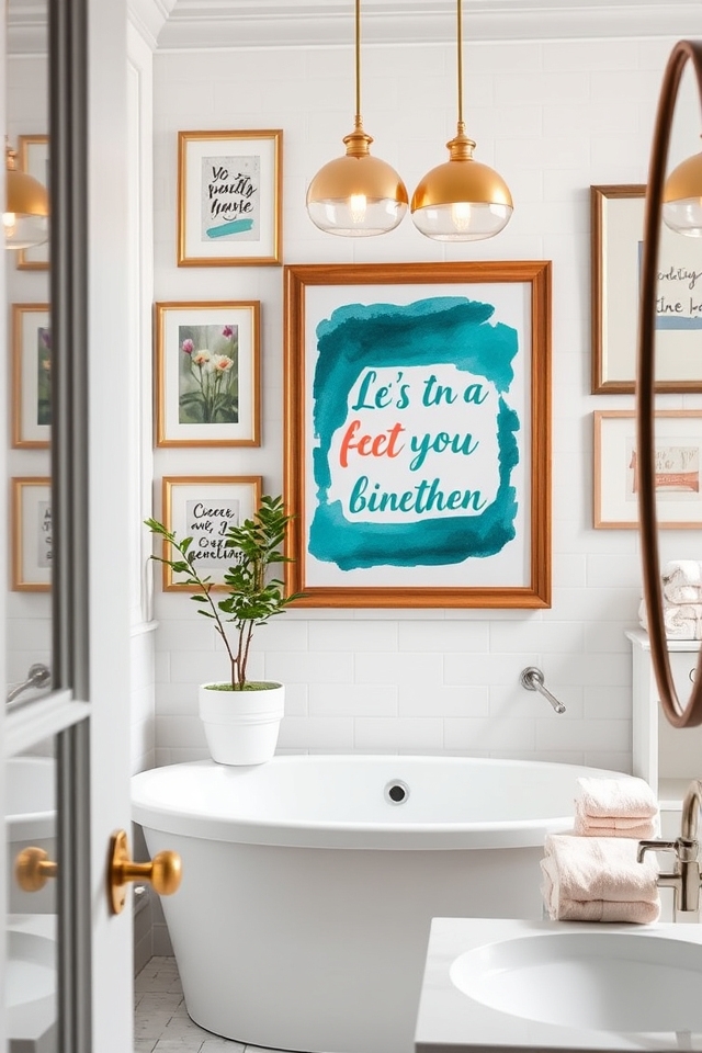 motivational bathroom typography art