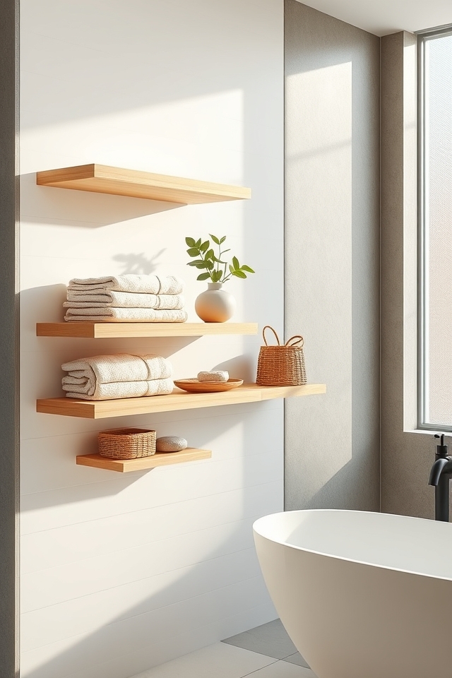 natural textures open shelving
