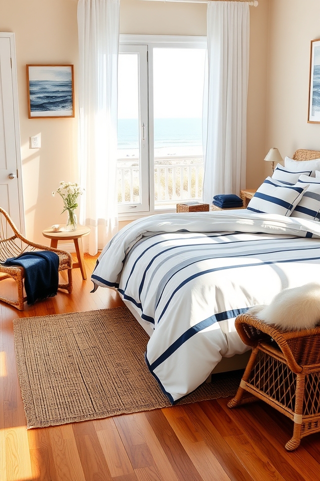nautical stripes beachy bedroom