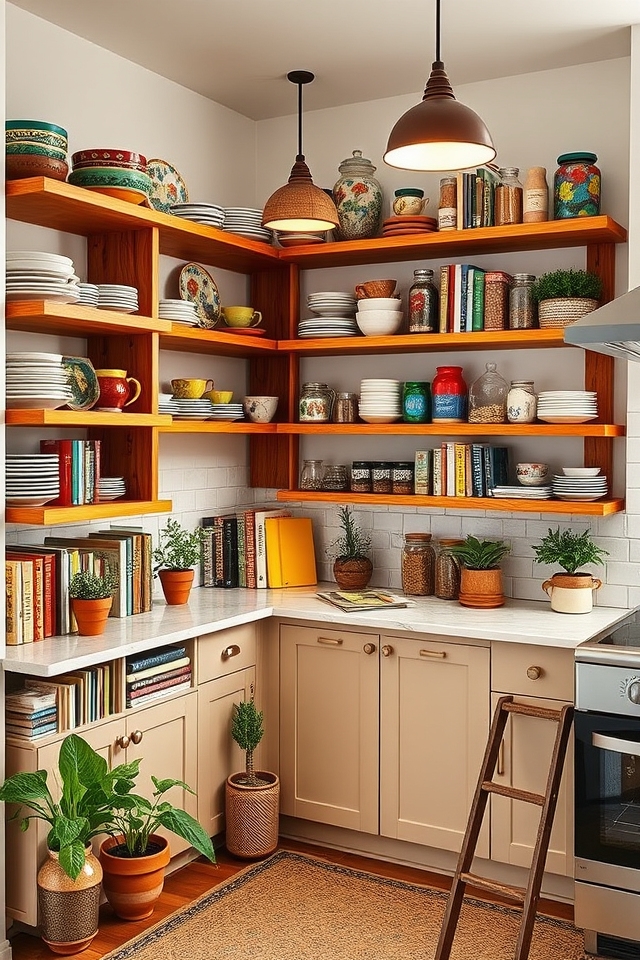 open shelving for storage