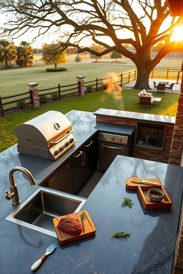 outdoor kitchen built in smoker