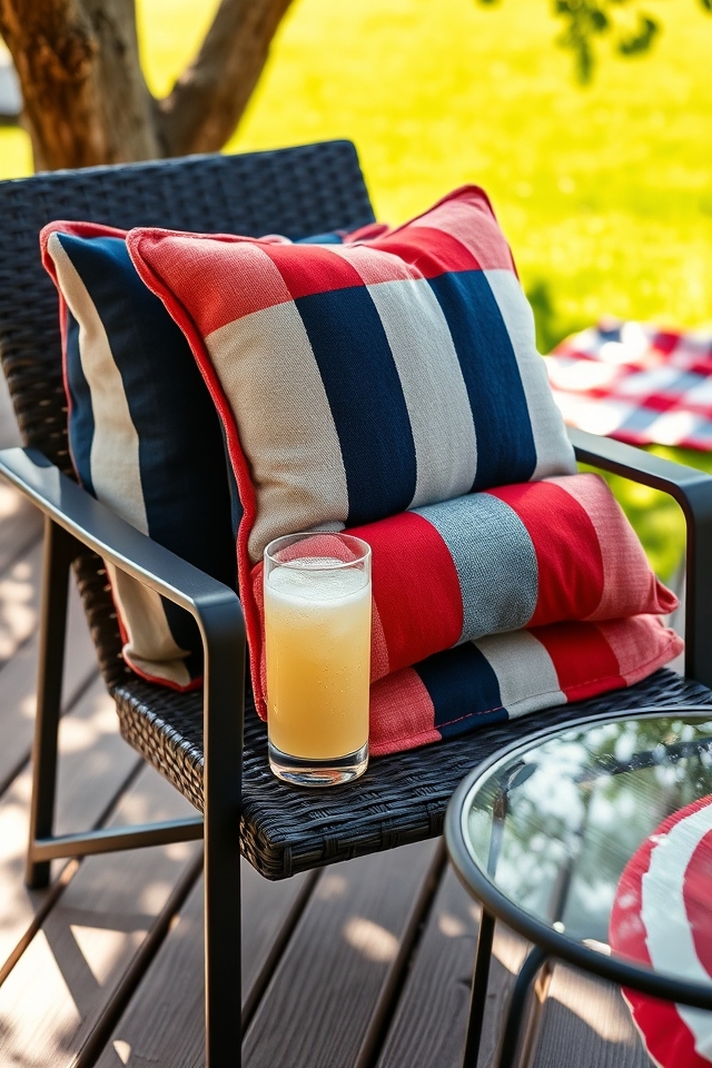 patriotic striped outdoor cushions