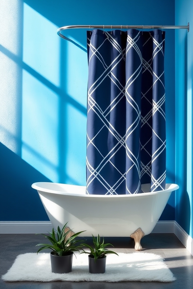patterned shower curtain installation