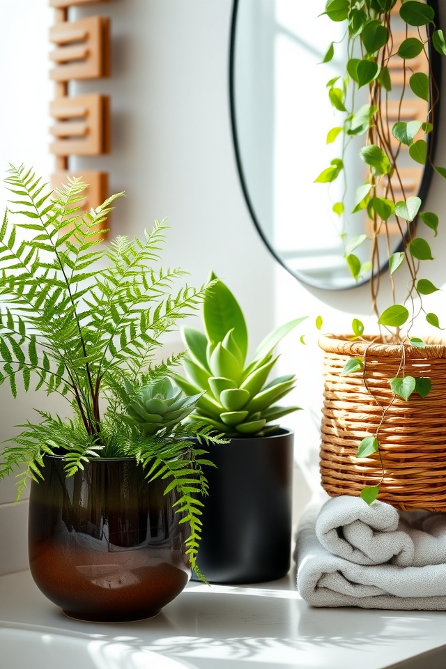 plants in decorative containers