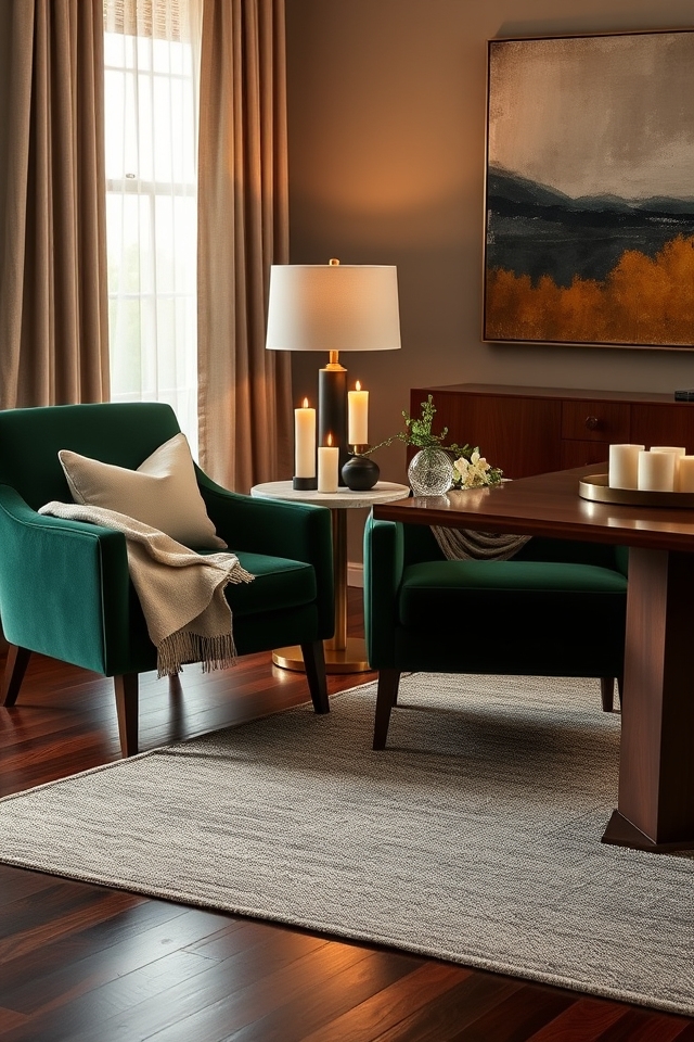 plush chairs warm lighting
