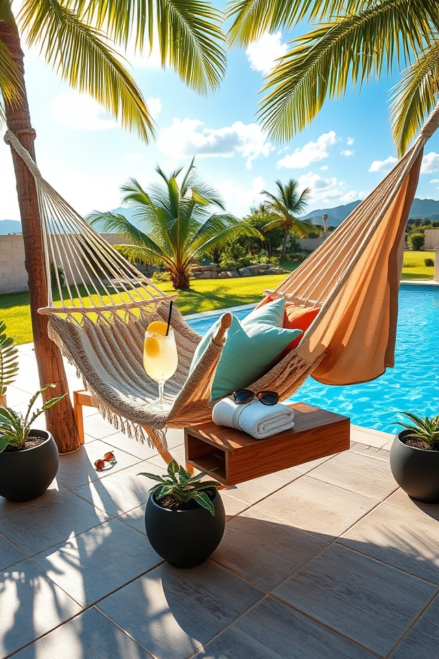 poolside hammock chill setup