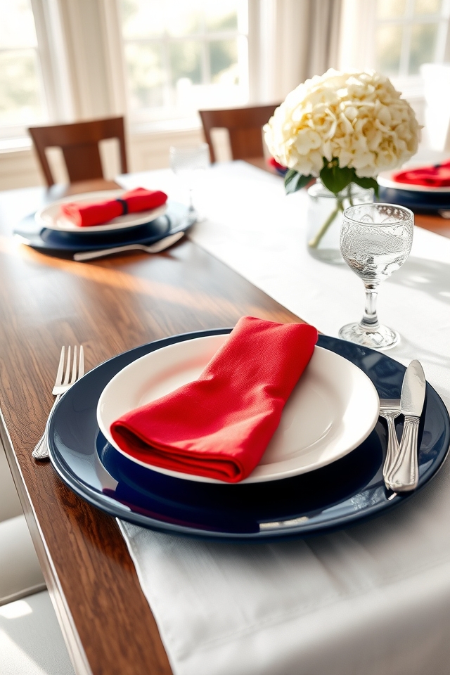 red napkins blue contrast