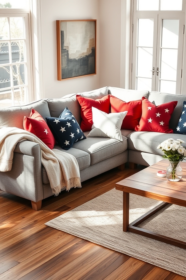 red white blue pillows