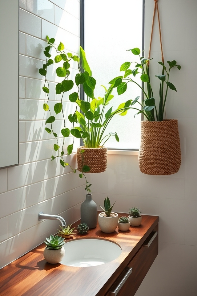 revitalizing salon bathroom greenery
