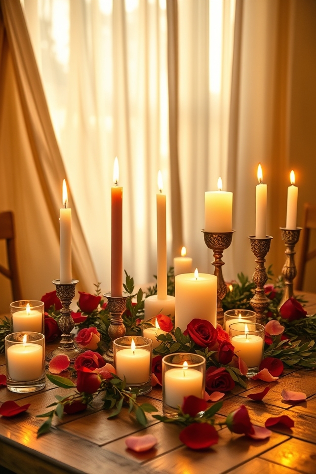 romantic candle arrangement details
