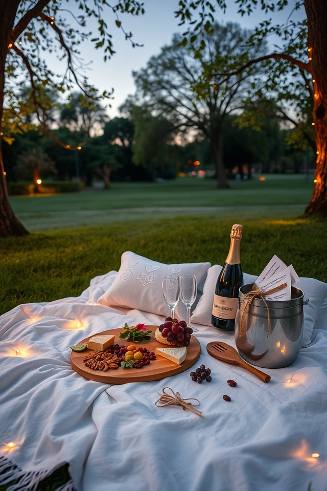 romantic outdoor proposal setup