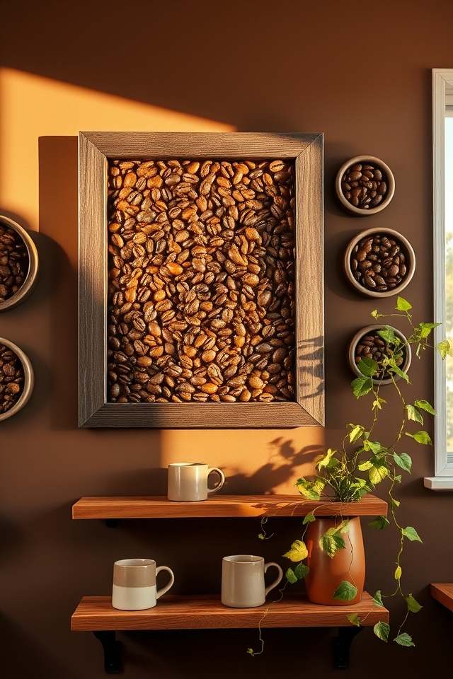 rustic coffee bean accents