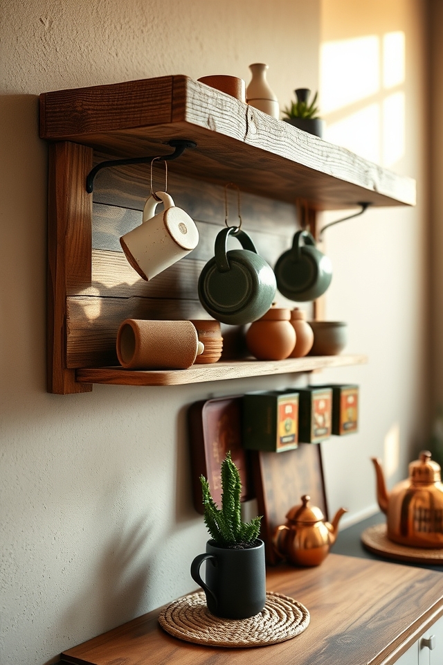 rustic coffee mug shelves