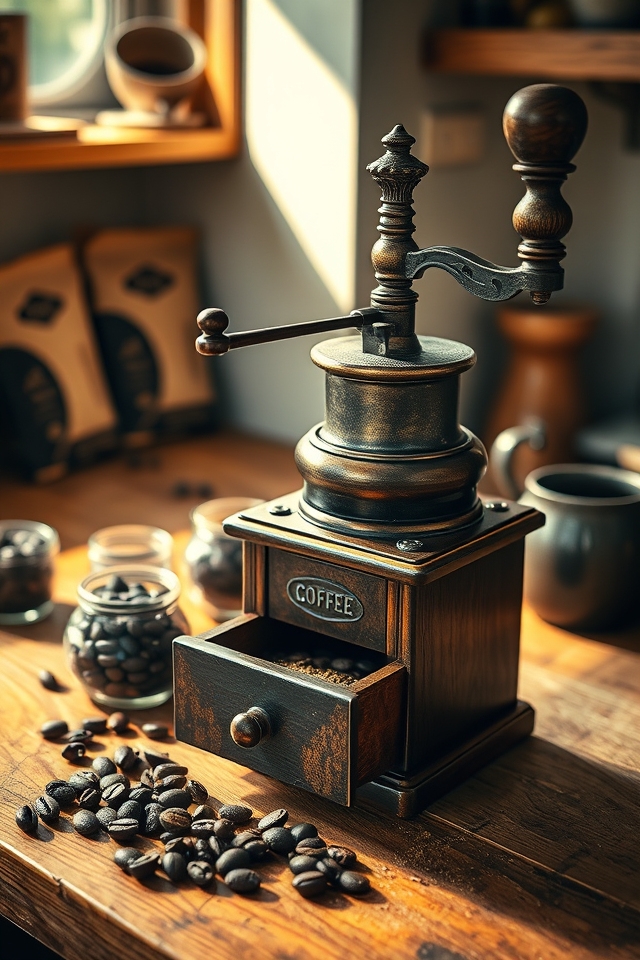 rustic vintage coffee grinders