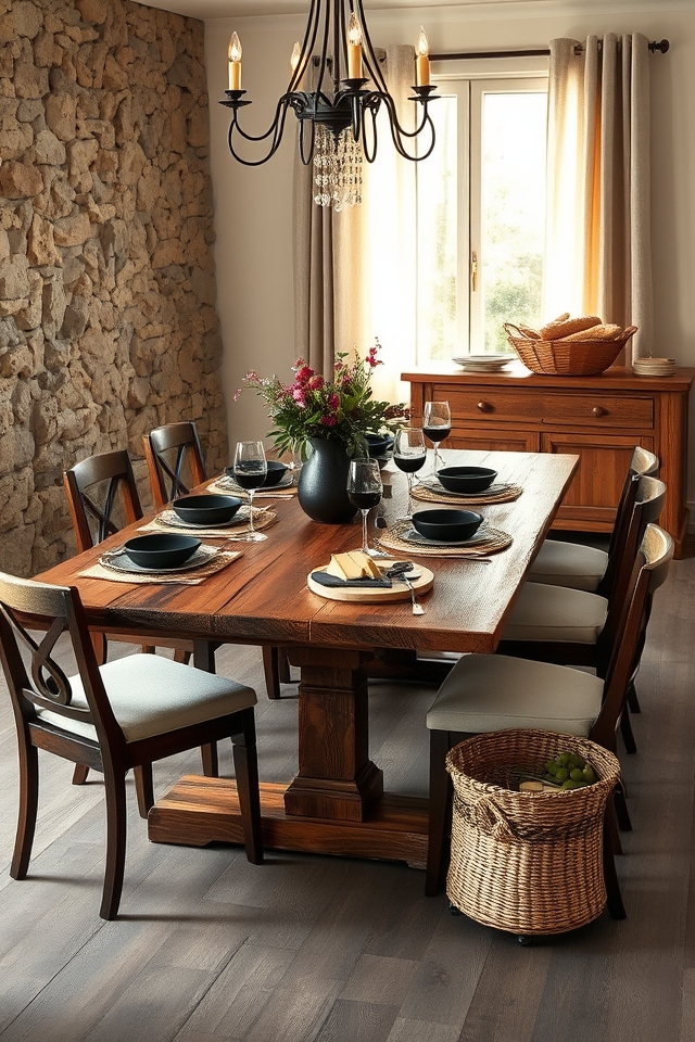 rustic wood and stone
