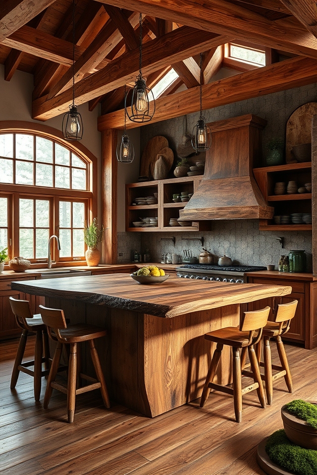 rustic wood kitchen elements