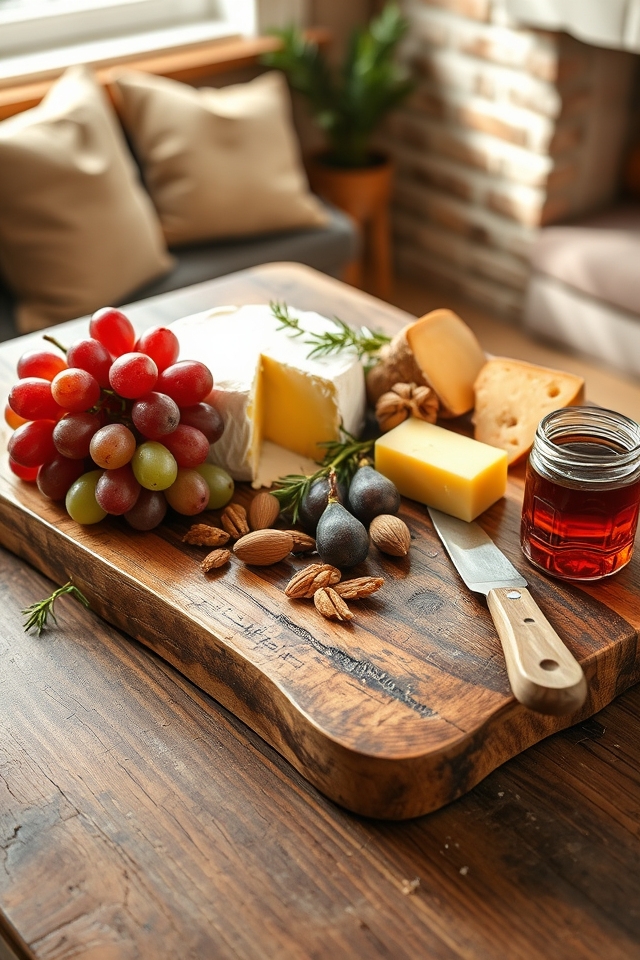 rustic wooden cheese board