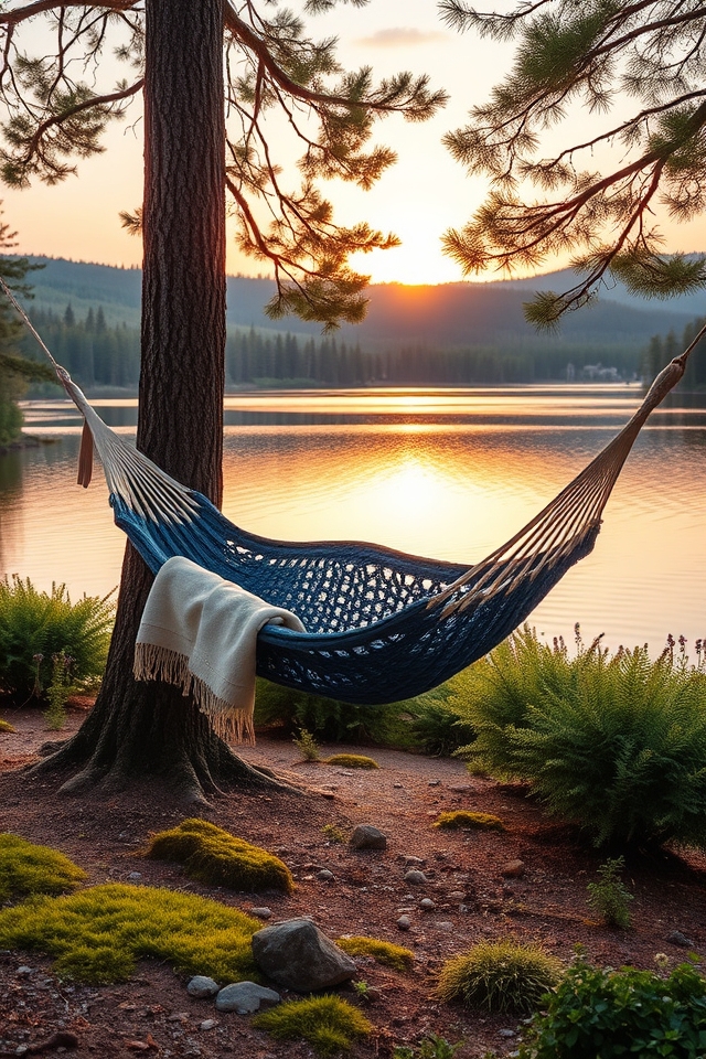 serene minnesota lakeside hammock