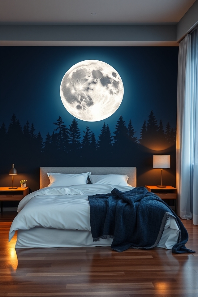 serene moonlit wall murals