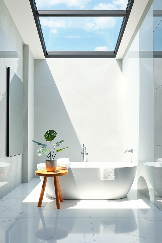 skylights brighten bathroom designs
