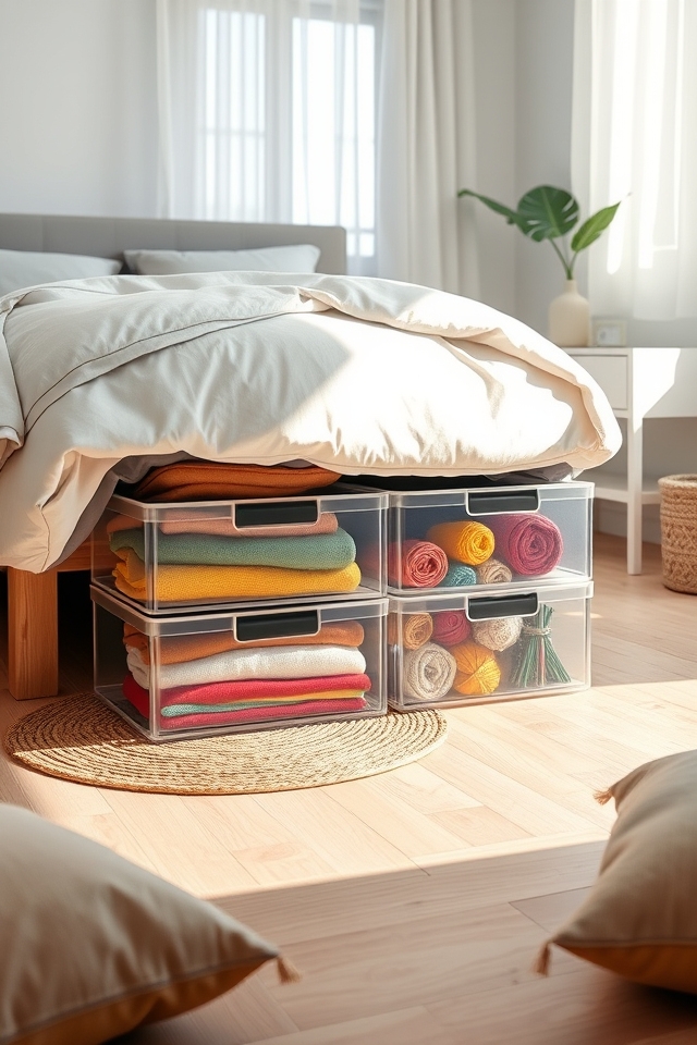 stackable clear bins organization