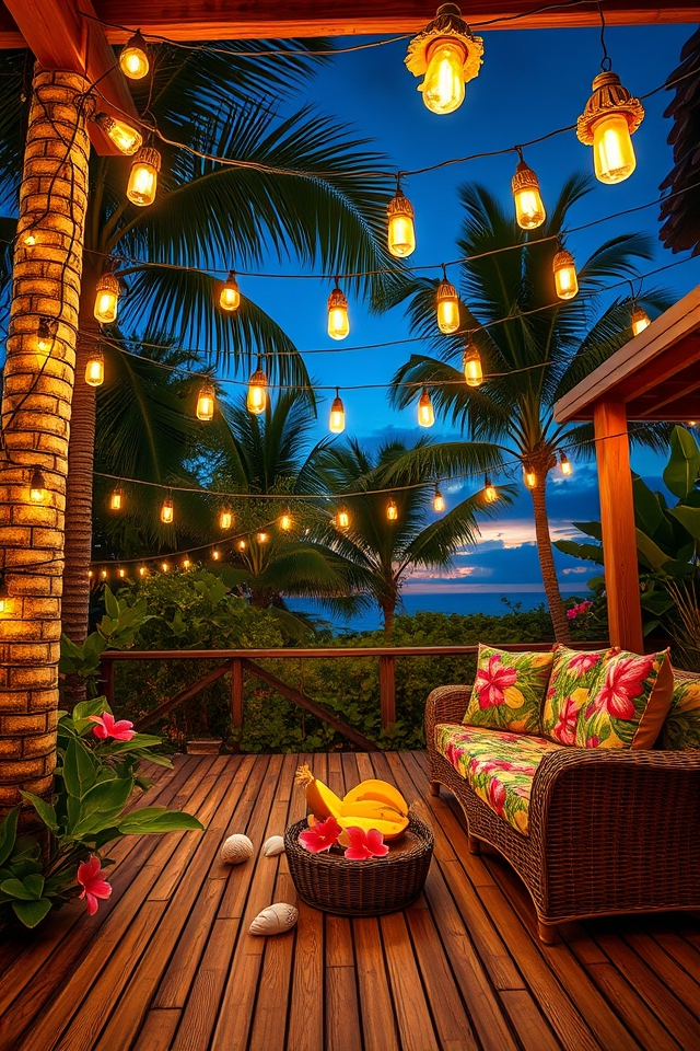 string up hawaiian lights