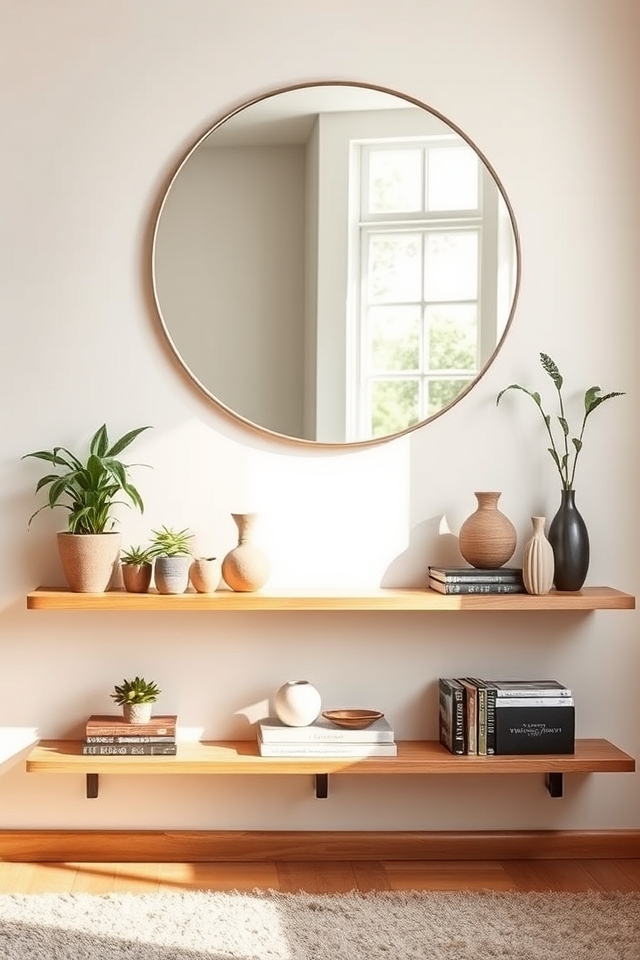 stylish functional mirror shelves