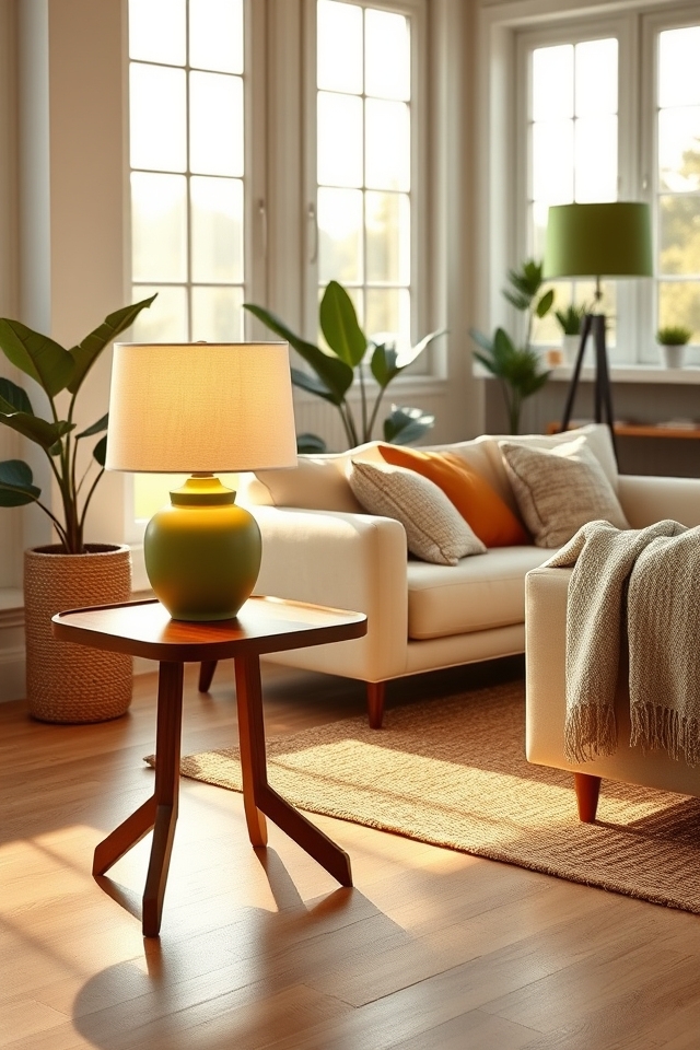 subtle avocado green lamps