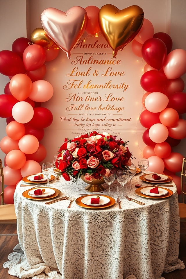 themed anniversary balloon decor