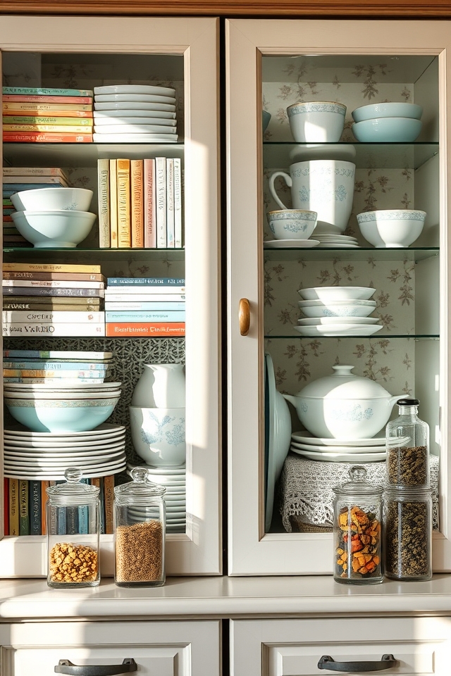 themed glass cabinet display