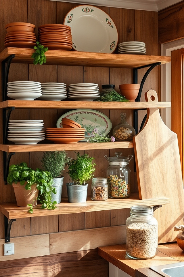 themed kitchen shelf display