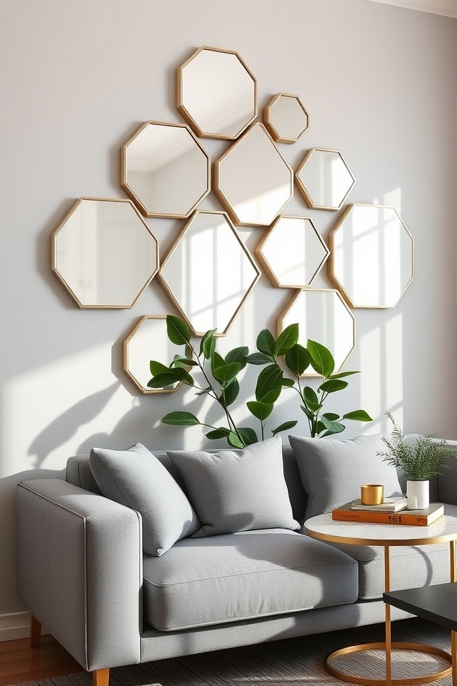 trendy geometric mirror decor