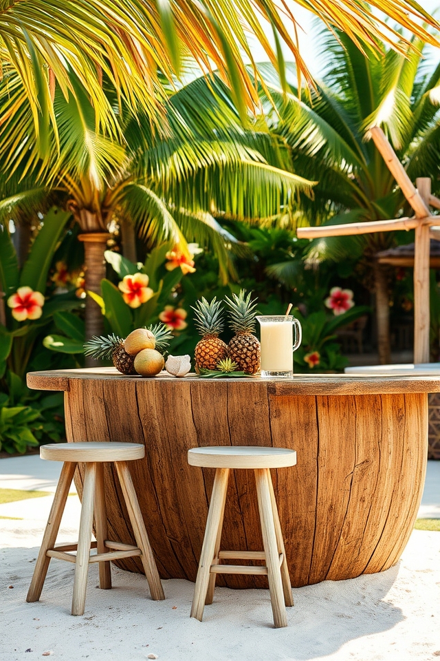 tropical coconut shell counter