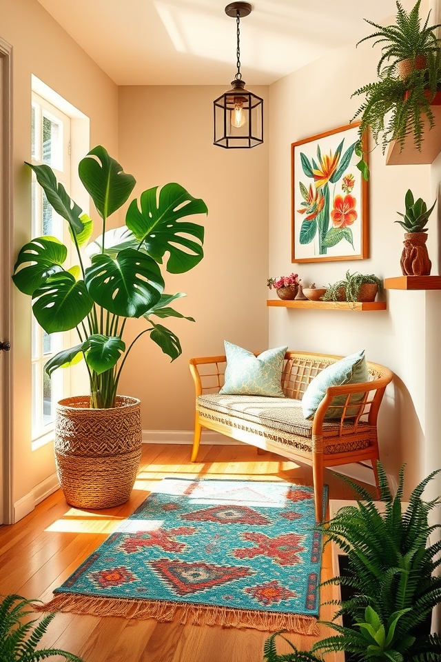tropical vibrant entryway design