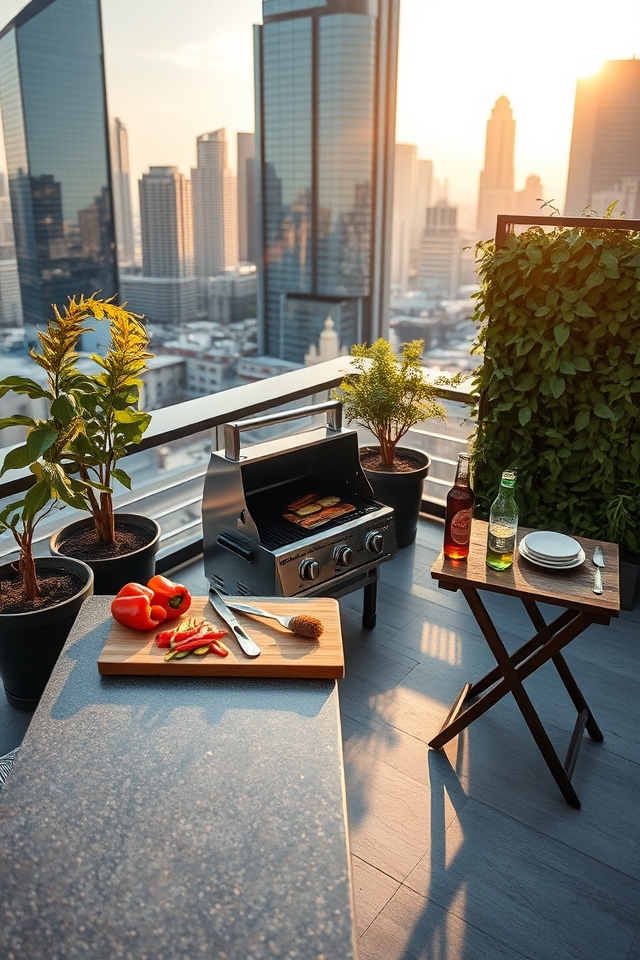 urban rooftop grill station