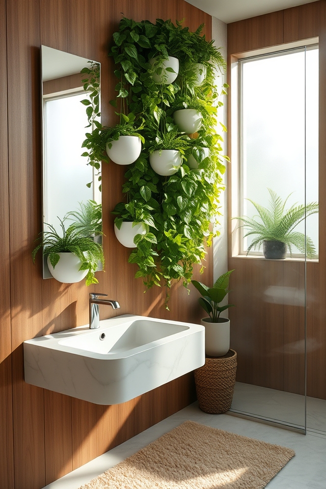 vertical garden bathroom oasis