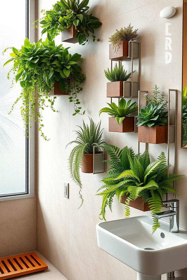 vertical garden restroom decor