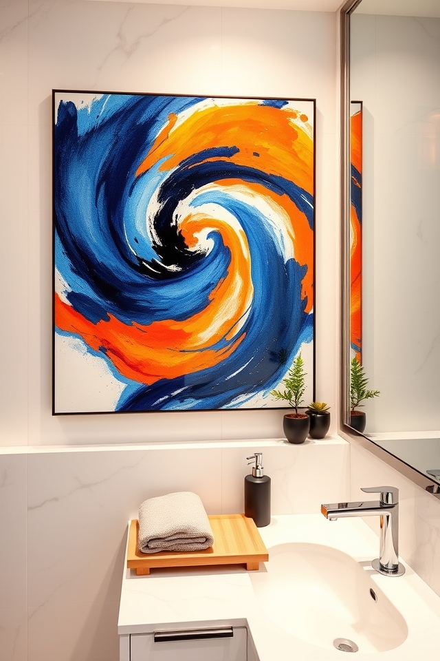vibrant abstract bathroom decor