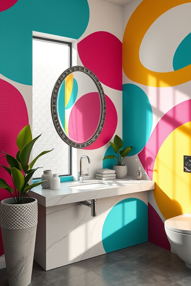 vibrant abstract bathroom wallpaper